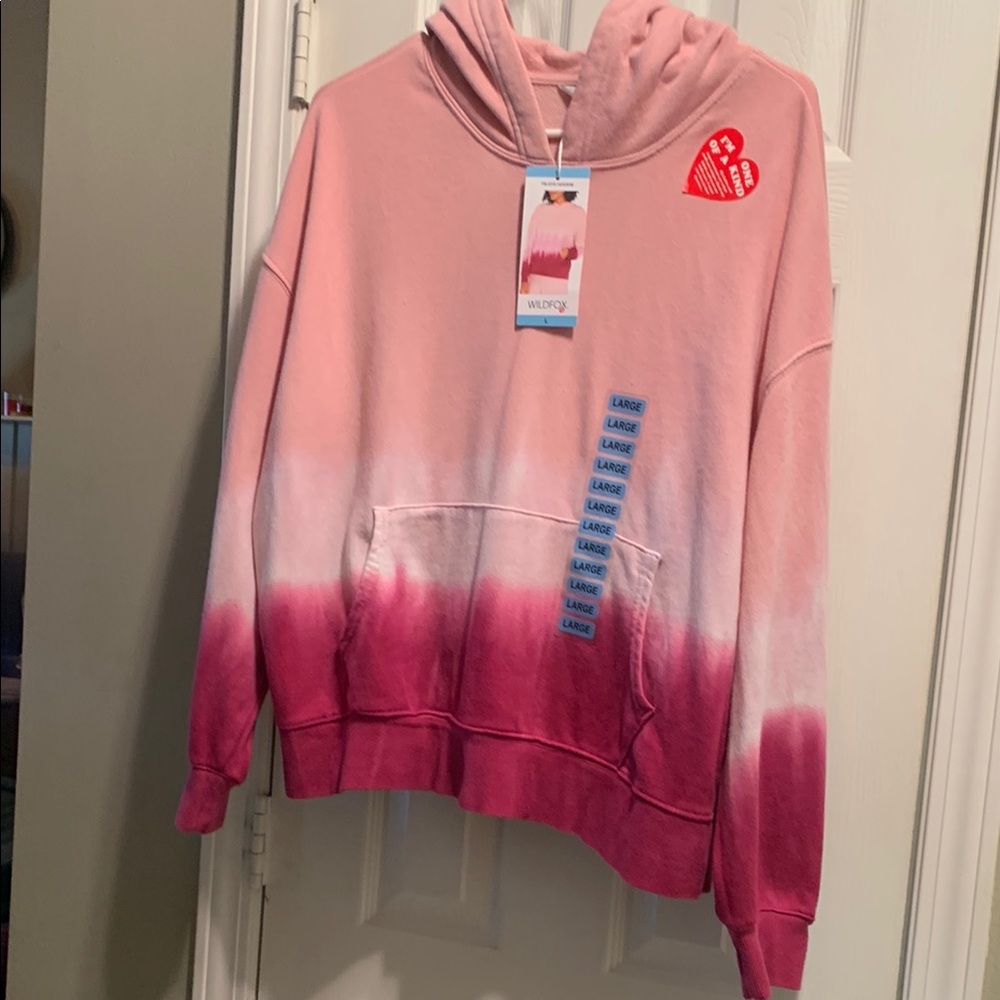 Wildfox Pink Gradient Hoodie with Heart Patch